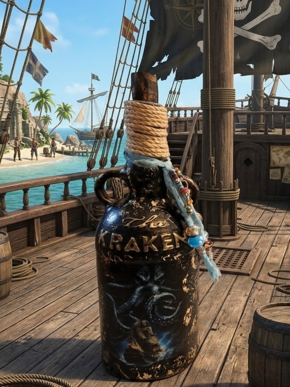 Handcrafted Pirate/Kraken Corked Bottle